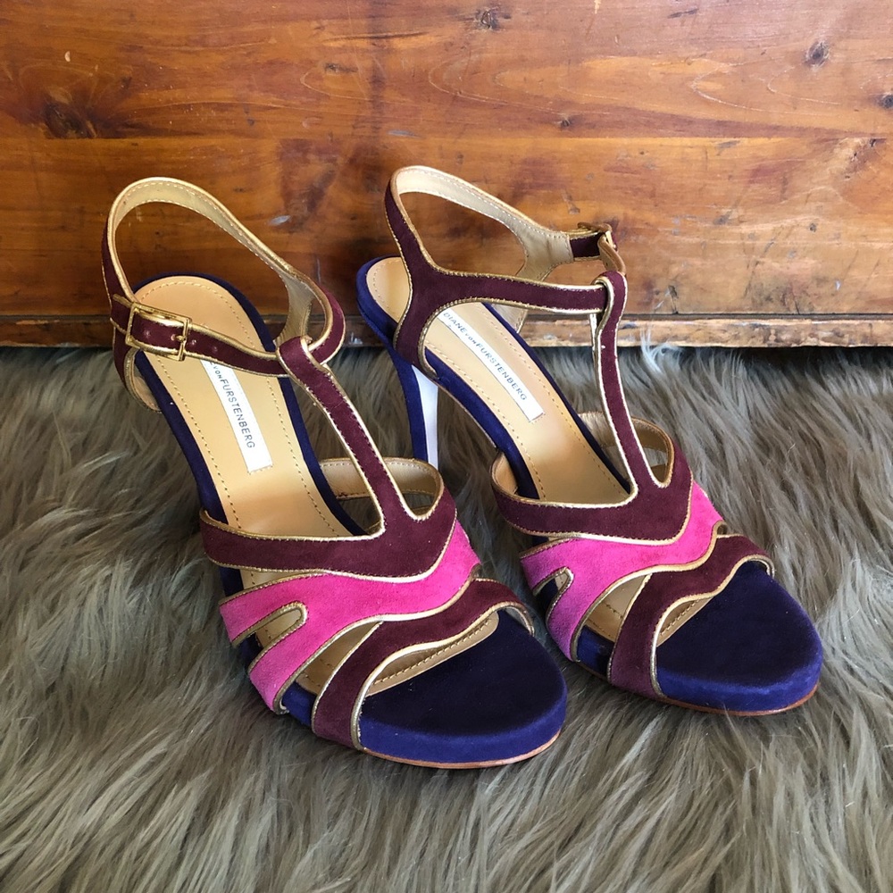 Multi-colored Diane VonFurstenberg suede heels